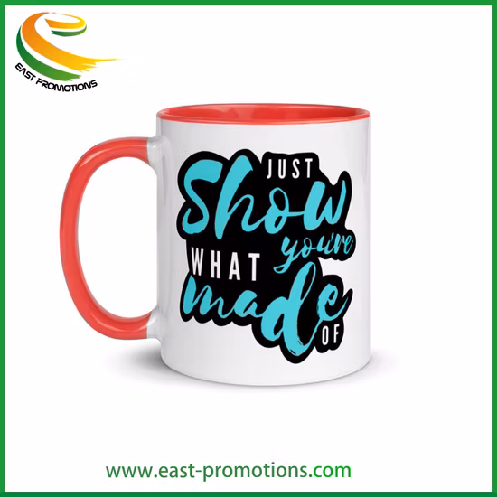 Персонализированные сублимационные пустые керамические кружки Кофейные кружки на 11 унций с цветной внутренней частью и ручкой