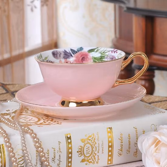 Европейская керамическая кофейная кружка, кофейная кружка с цветами и птичьими костями, чашка чая