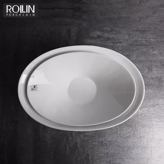 Красивая овальная фарфоровая салатница для спирта, большая керамическая миска